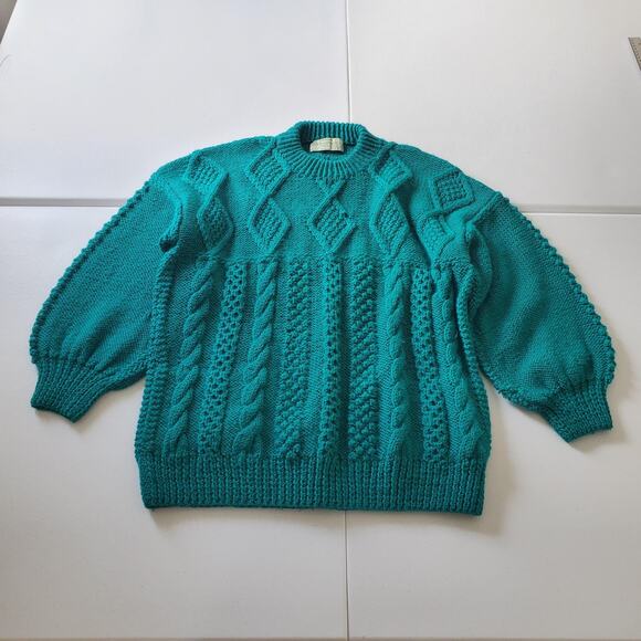 Vintage Crana Handknits Sweater Womens Large Wool Aran Cable Knit Fisherman - Picture 1 of 7